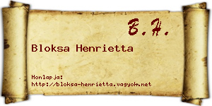 Bloksa Henrietta névjegykártya