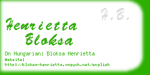 henrietta bloksa business card